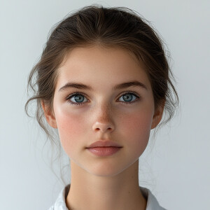 Create an image of a 21-year-old Nevadan woman with a clear comp...