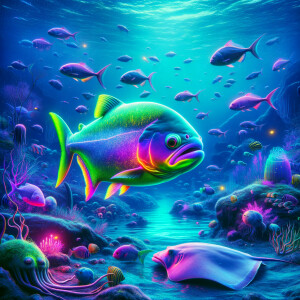 Realistic
Ocean
Purple neon green piranha
Sad sting ray