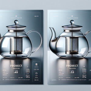 Create a product card for a glass teapot