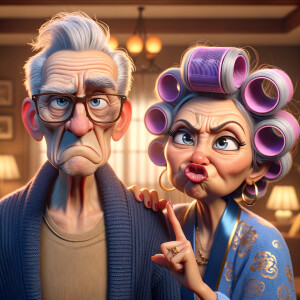 An animated image featuring an elderly couple in a moment of lig...