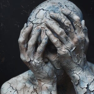 A person with dry, wrinkly skin is depicted in super high resolu...