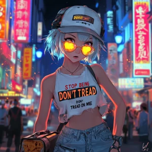 young, rebellious anime-style character. The character should ha...