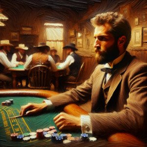 oil base painting dynamic brush strokes,close up, old west gambl...