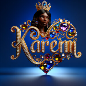 VCraft a 3-D image showcasing the name 'KAREN' in a luxurious go...