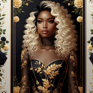 Create a vertical 3-D portrait of a light-skinned African-Americ...