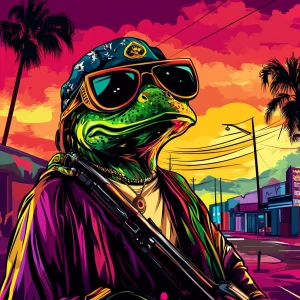 MEME PEPE in GTA art style — — in the style of a Grand Theft Au...
