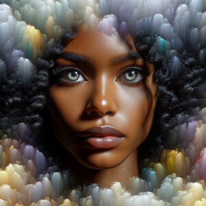 3D image of a beautiful African American woman, she has beautifu...