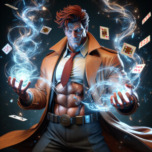 Dazzling 32k masterpiece of Gambit( x-men character) , , dissolv...