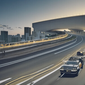 Realistic car motion on highway midnight background Miami GTA v...