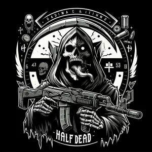 I see an image that features a highly stylized and graphic desig...