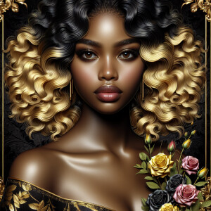 Create a vertical 3-D portrait of a light-skinned African-Americ...