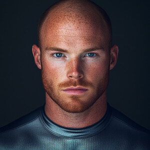 Create an  midlife aging progression image of a balding brown ha...