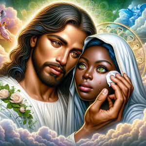 Ensure that the image distinctly represents both Jesus Christ an...