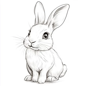 A cute rabbit facing forward with expressive eyes, full body, dr...