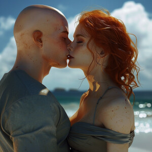 A photorealistic high resolution image. Light ginger haired fema...
