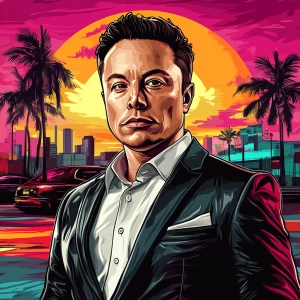 Elon Musk in GTA art style, , in the style of a Grand Theft Aut...