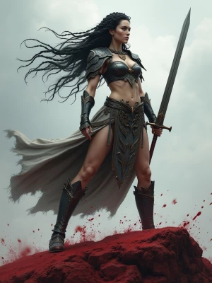 Depict Freyja, the Norse goddess of love, war, and magic, exudin...