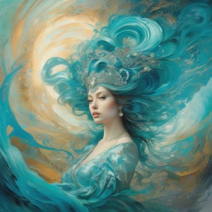 Generate an image of a woman emanating supernatural energy that...