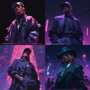 "The rapper Future face wearing black  classic suit outfit and h...