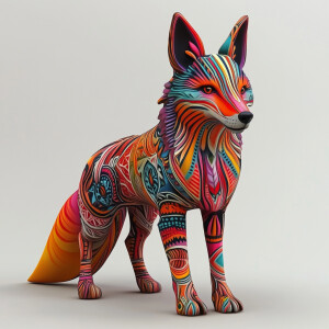 Create a 3D rendering that features an array of a vibrantly-colo...