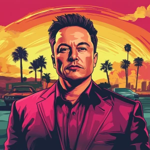 Elon Musk in GTA art style, , in the style of a Grand Theft Aut...