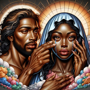 Ensure that the image distinctly represents both Jesus Christ an...