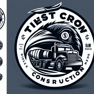 Circular logo cement truck with  black, intigrate the words 'The...