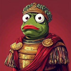 Pepe with pumped-up lips of a bright red color in carton style...
