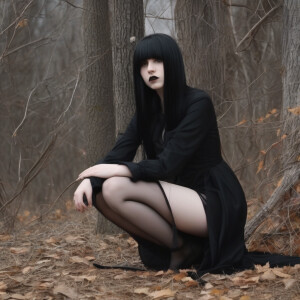 Middle school goth girl nudist showing her pale body and shaved...