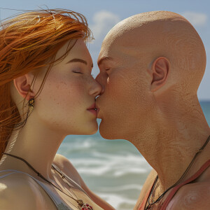 A photorealistic high resolution image. Light ginger haired fema...