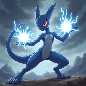 Create an image of Mewtwo, the genetically engineered psychic-ty...