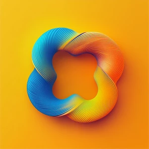 Design an infinity sign that seamlessly blends yellow, blue, and...