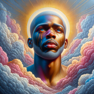 Create a 3-D realistic oil, painting light skin
African-America...