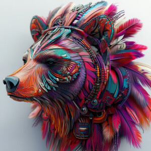 Create a 3D rendering that features an array of a vibrantly-colo...