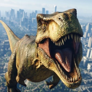 generate dino meme in GTA style