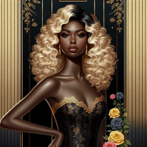 Create a vertical 3-D portrait of a light-skinned African-Americ...