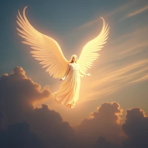 Create an image of a guardian angel's soft whisper materializing...