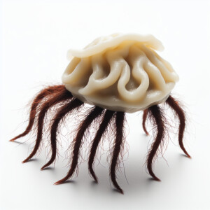 Пельмень с длинными волосатыми человеческими ногами