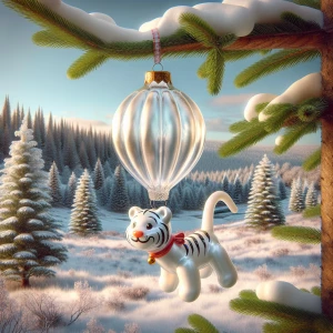 Photorealistic A photo of a 1950s kitschy blown glass Christmas...