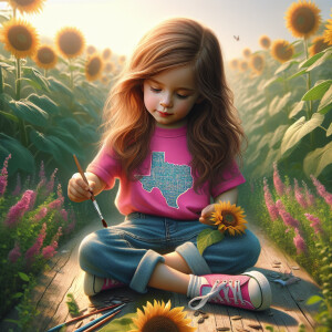 Design a digital art piece depicting a three-year-old caucasian...