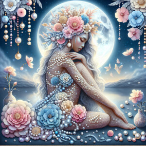 "Create an image of a majestic light skin Hawaiian woman whose f...