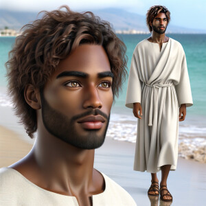 Create a 3-D realistic picture of a beautiful African-American J...