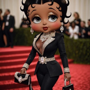 Design an image of Betty Boop reenvisioned with a dark chocolate...