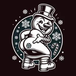 Sure! Here's a prompt idea:

"A playful and cheeky winter-themed...