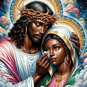 Ensure that the image distinctly represents both Jesus Christ an...