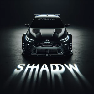 Give me an image of a Kia K5 GT 2025 suit up with the name shado...