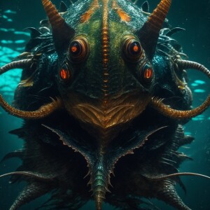A grotesquely beautiful insectoid fishlike creature lurks in the...