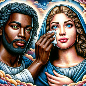 Ensure that the image distinctly represents both Jesus Christ an...