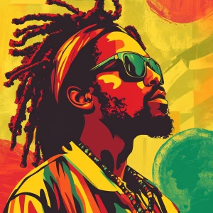 Design a vibrant album cover for a reggae music compilation feat...