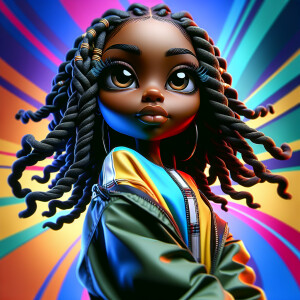 Design an intricately detailed chibi-style illustration of an Af...